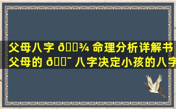 父母八字 🌾 命理分析详解书「父母的 🐯 八字决定小孩的八字」